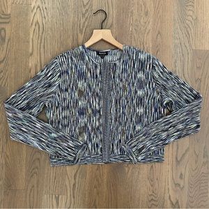 Worth New York Spacedye Cropped Long Sleeve Cardigan in Purple Jewel Tone Medium